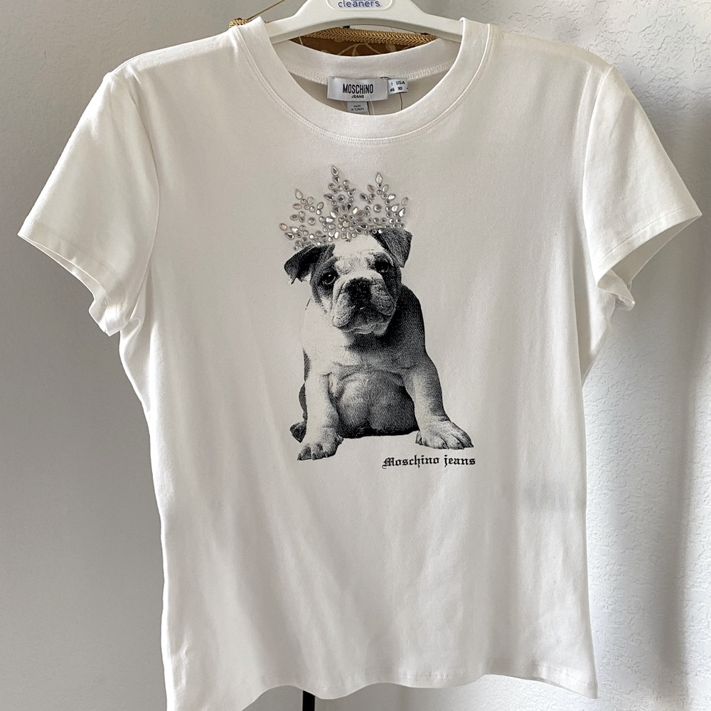 Bulldog print crew-neck T-shirt